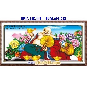 Tranh gắn đá phật di lặc